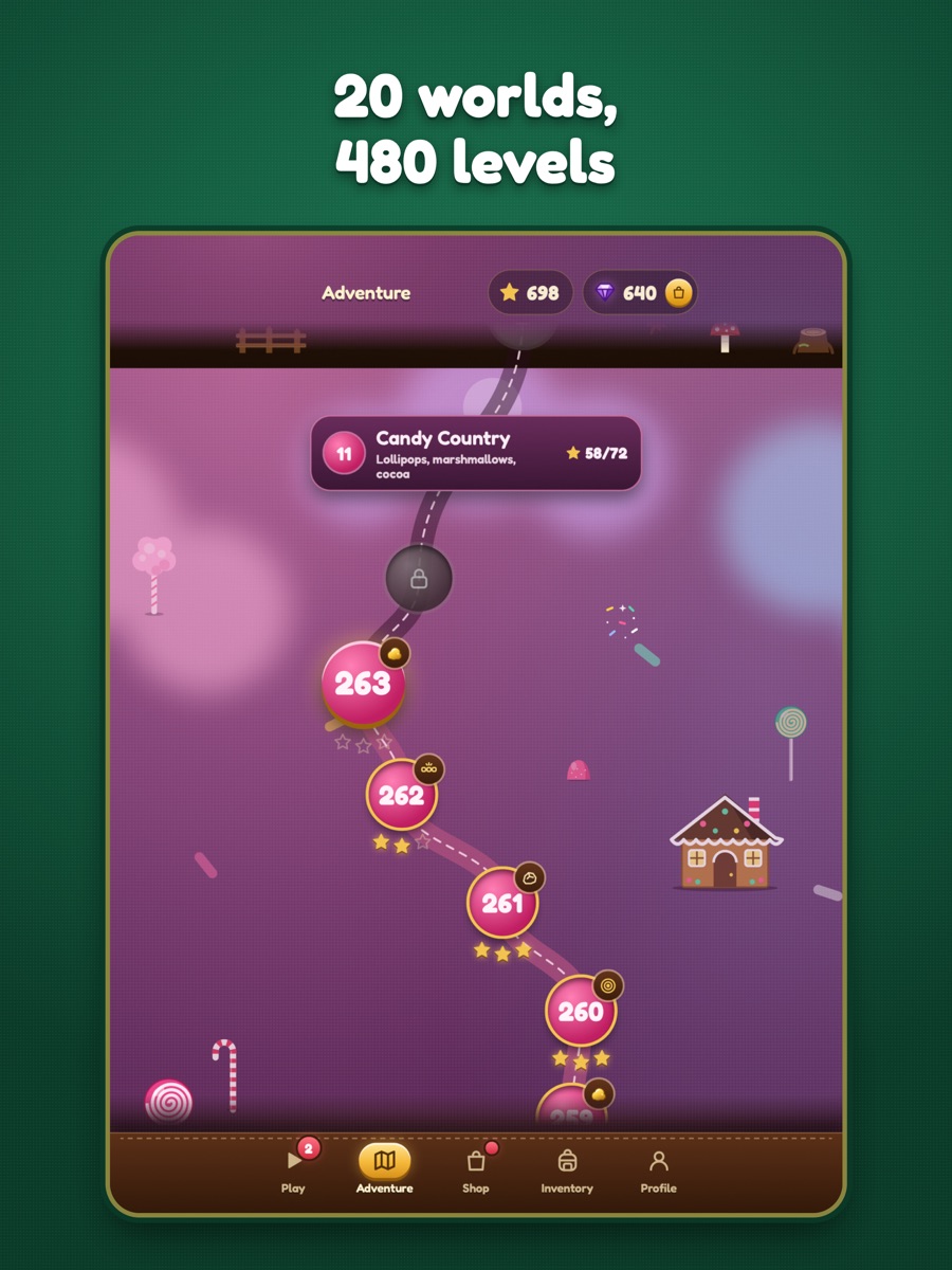 iPad screenshot 2: “20 worlds, 480 levels”