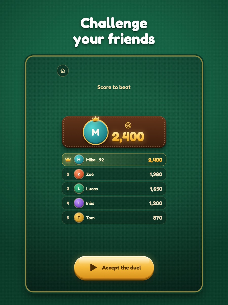 iPad screenshot 6: “Challenge your friends”