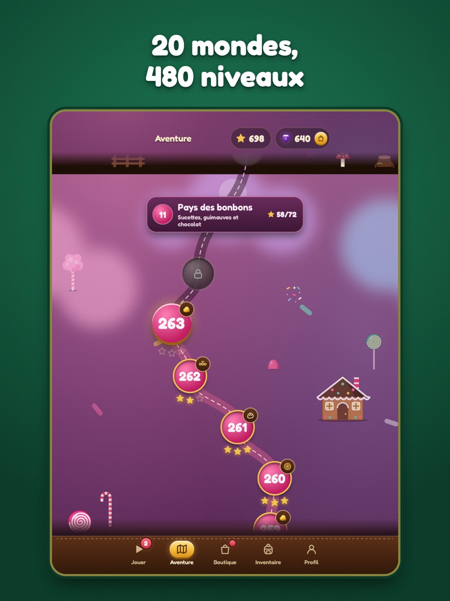 Capture iPad 2 : « 20 mondes, 480 niveaux »